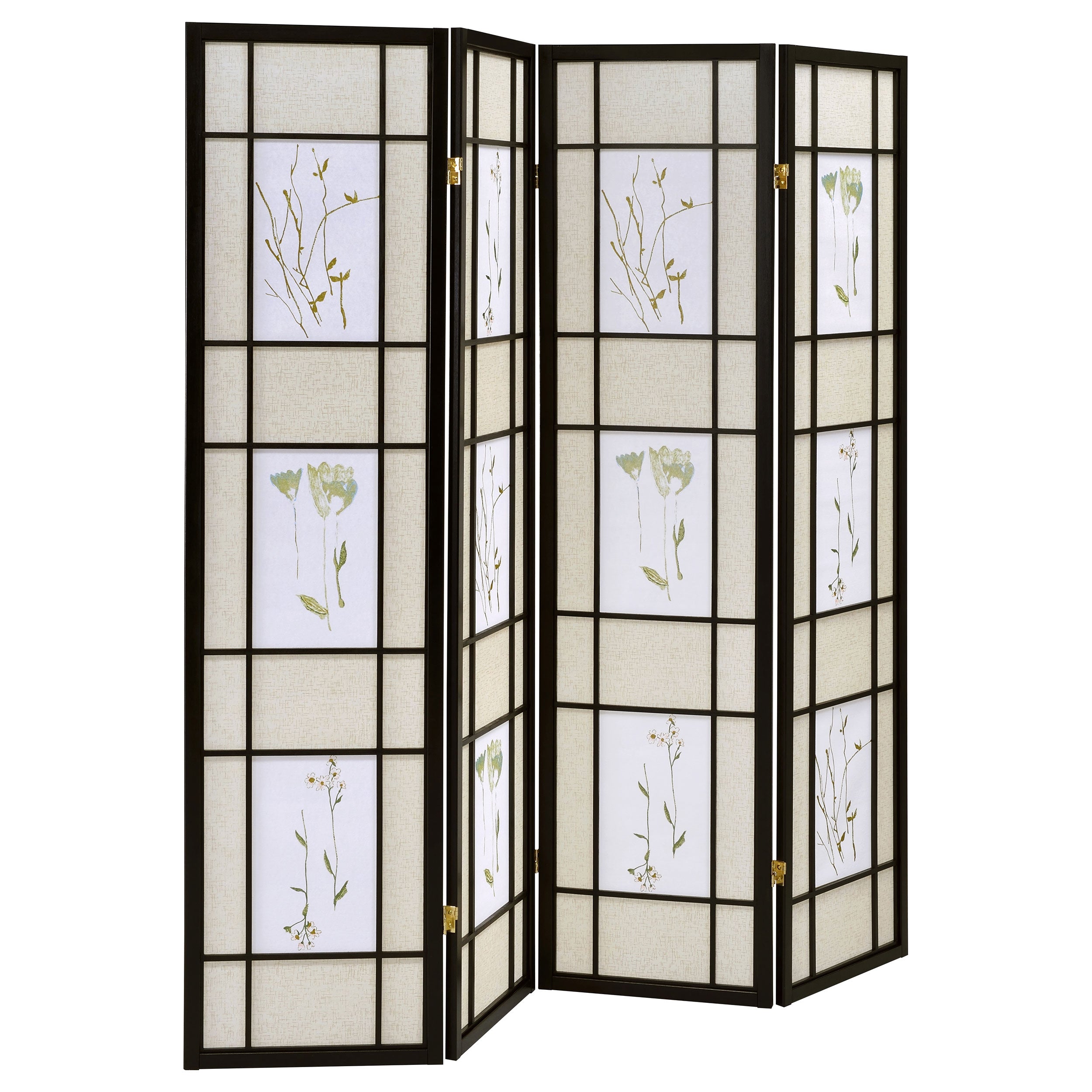 Catabella 4-Panel Room Divider Folding Shoji Screen Floral-CoasterEveryday