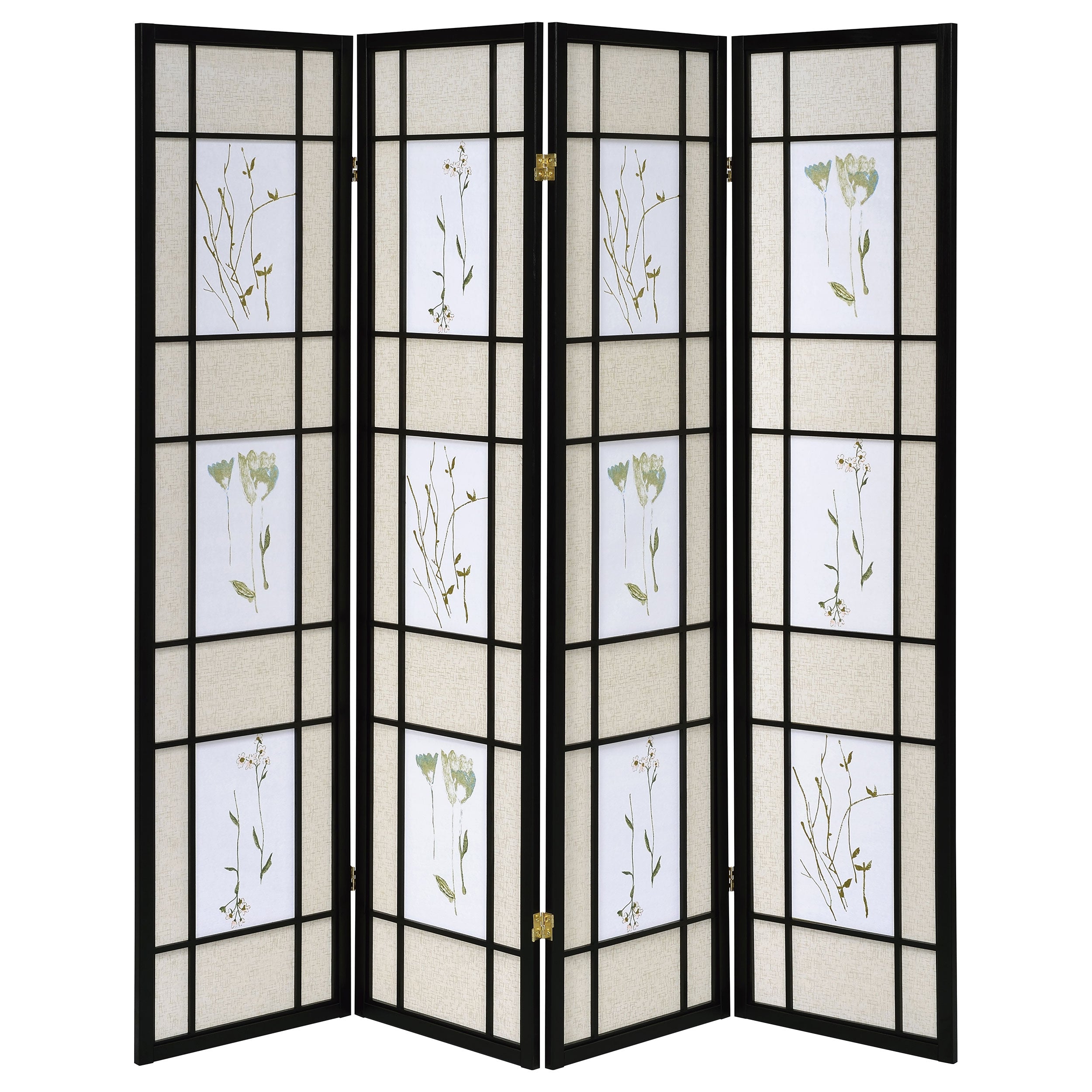Catabella 4-Panel Room Divider Folding Shoji Screen Floral-CoasterEveryday
