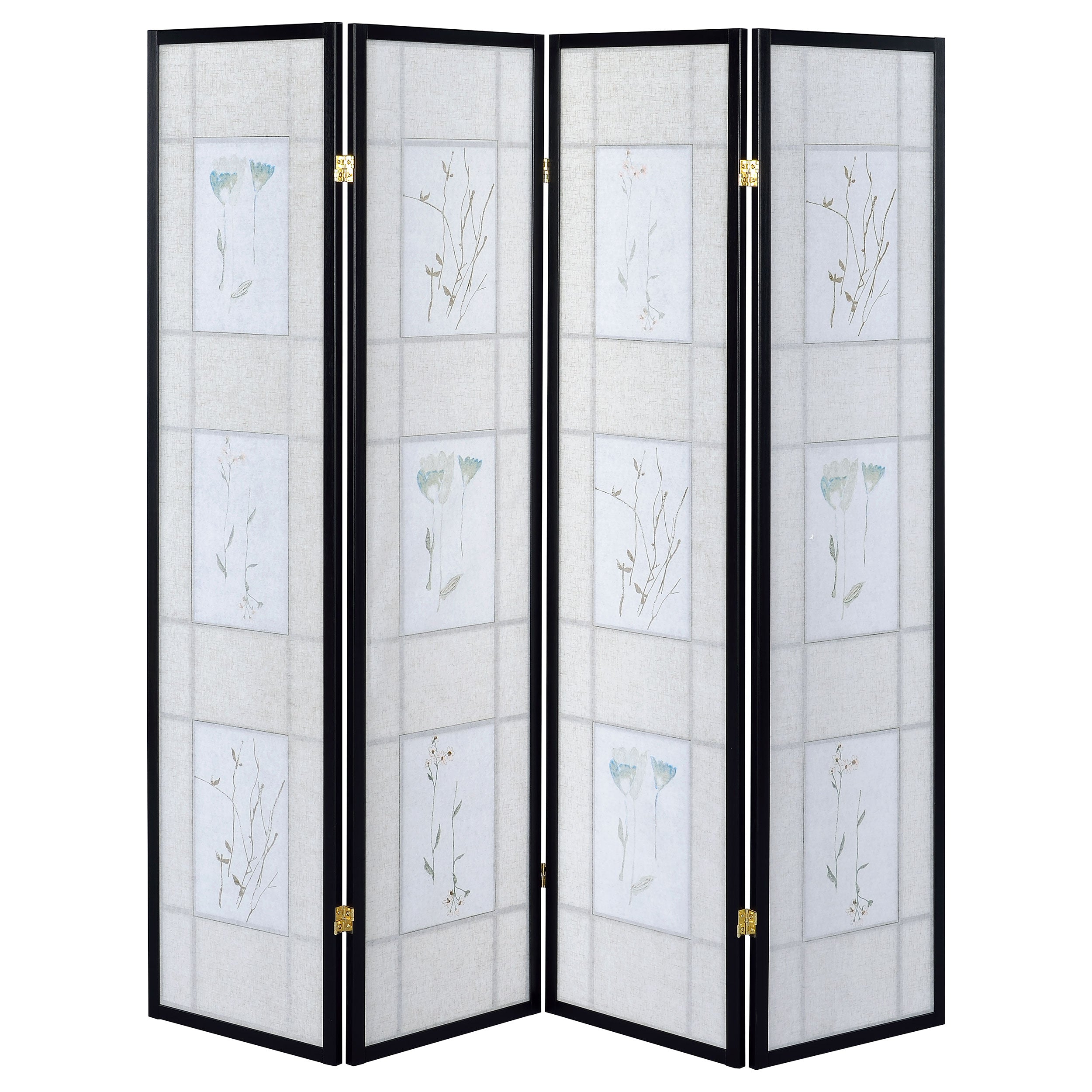 Catabella 4-Panel Room Divider Folding Shoji Screen Floral-CoasterEveryday