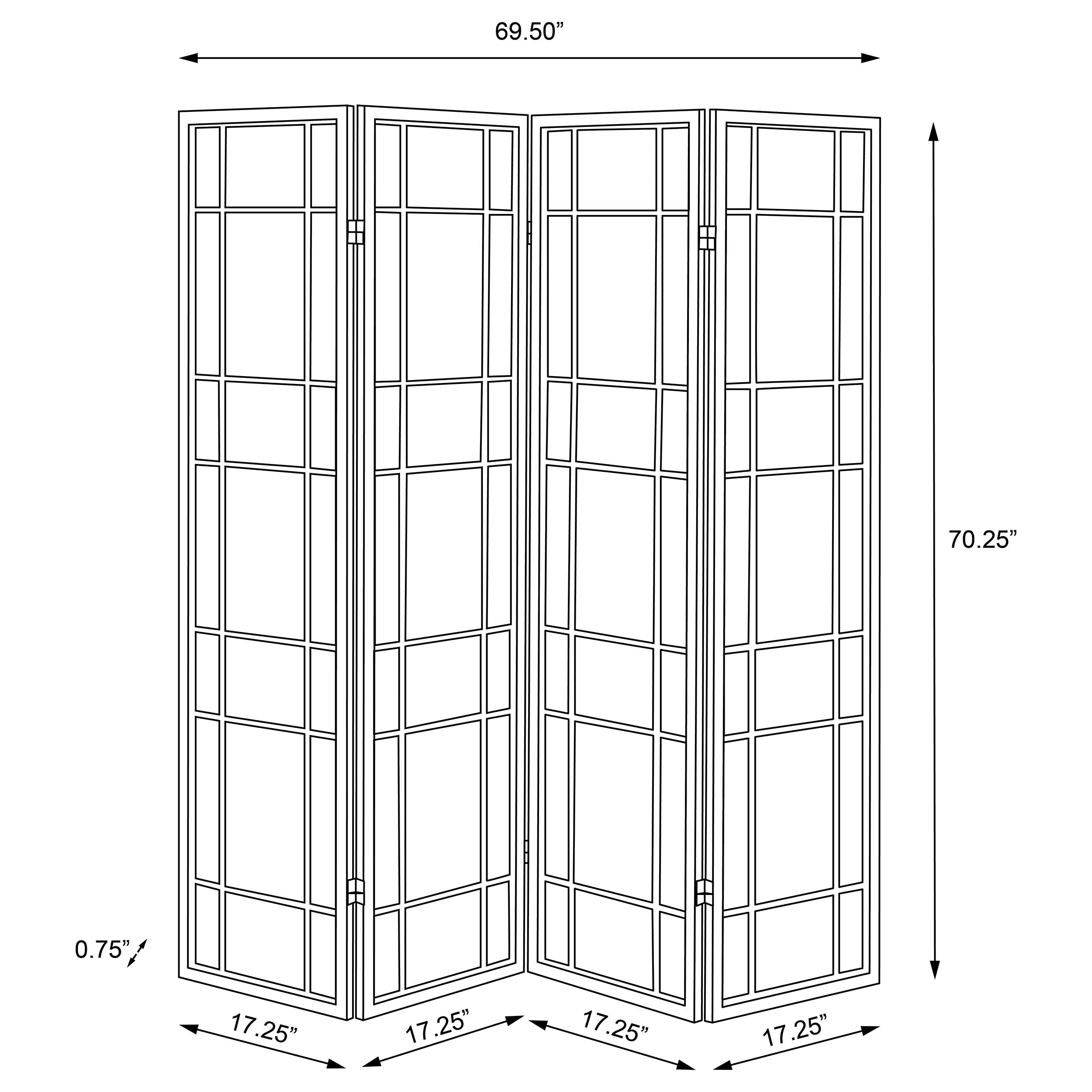 Catabella 4-Panel Room Divider Folding Shoji Screen Floral-CoasterEveryday