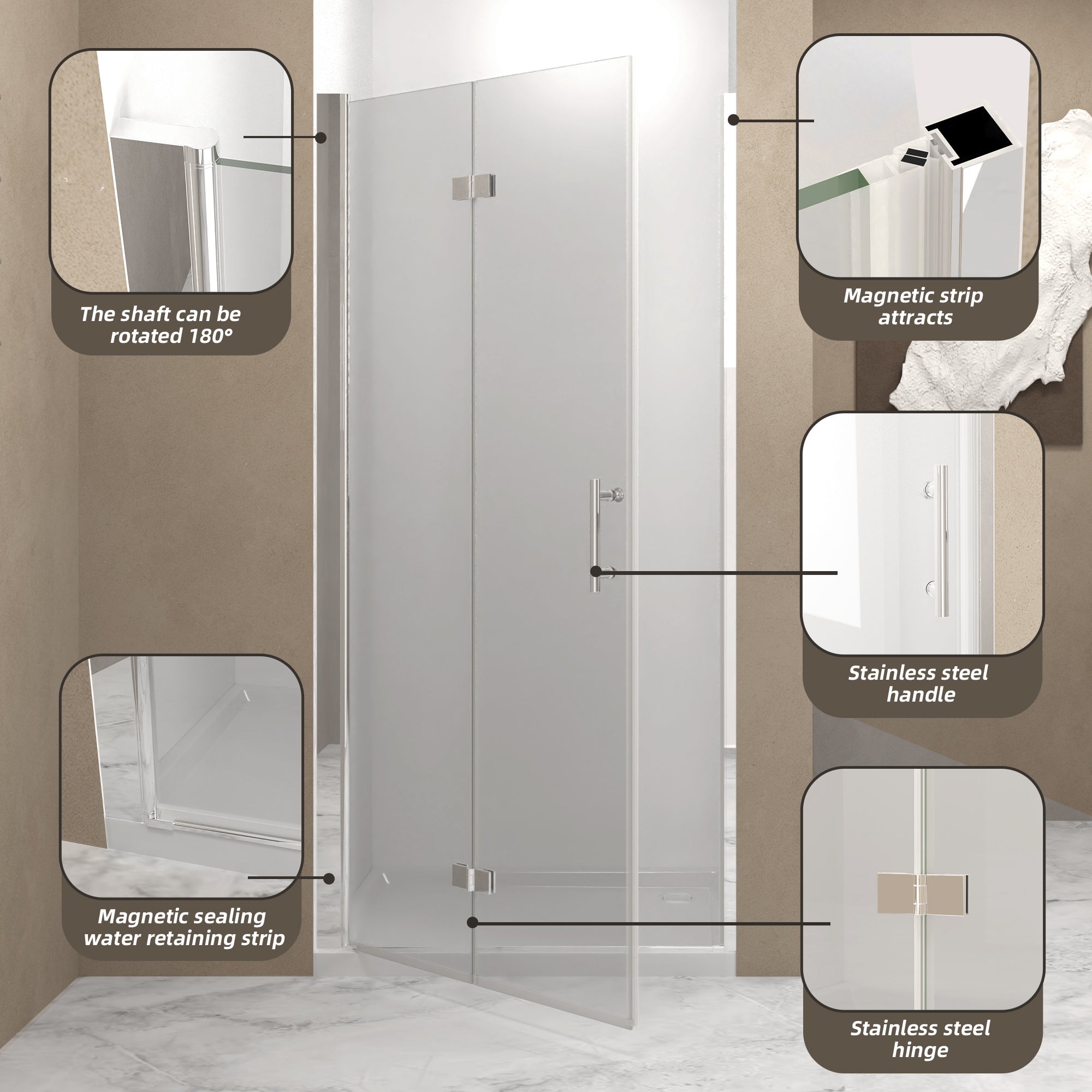 35-34" x 72" Bifold Shower Door