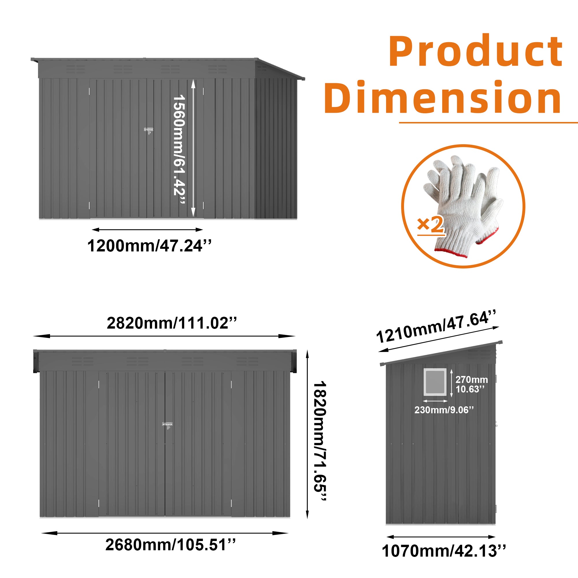 4 x 9 FT Outdoor Storage Shed