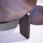 32.68 Inch Nesting Round Wood Coffee Table with End Table Set of 2