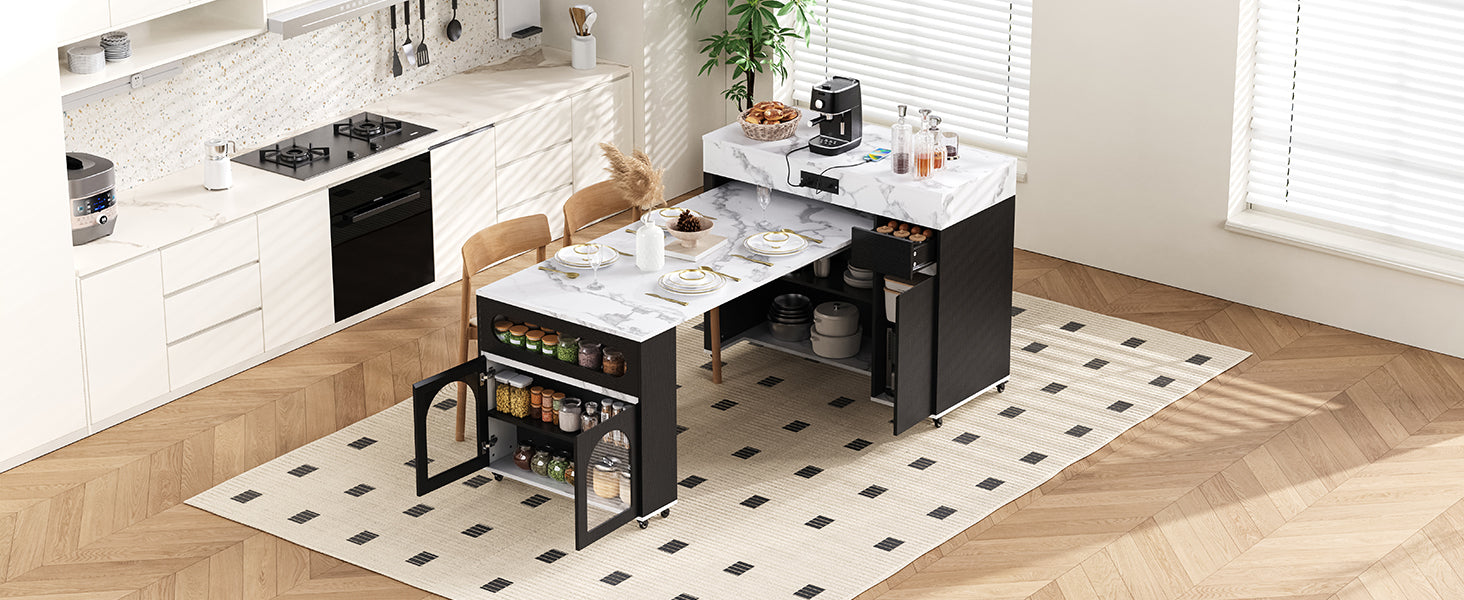 TREXM Extendable Dining Table with Extra-Long Folding Top