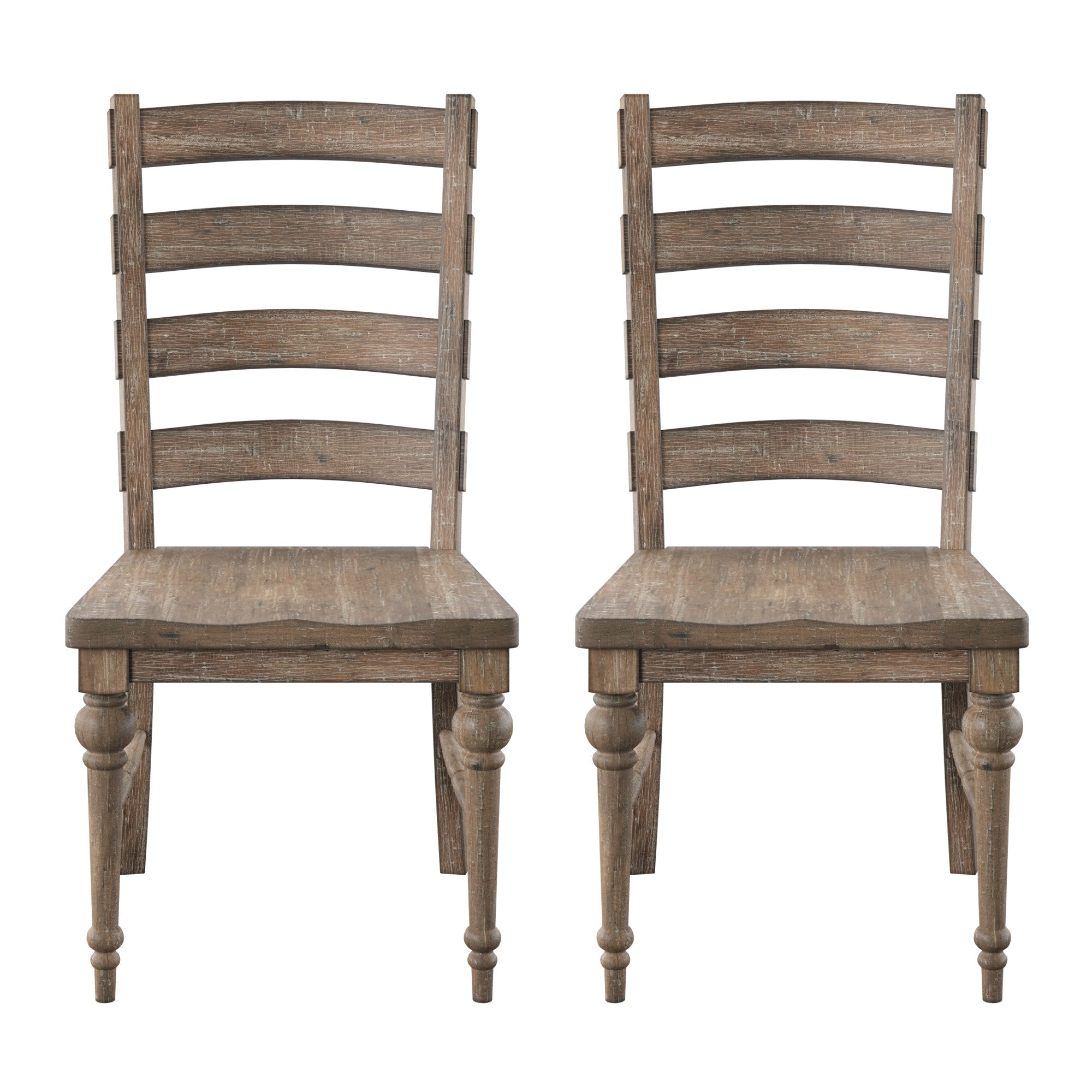 Taupe Ladderback Dining Chairs, Set of 2