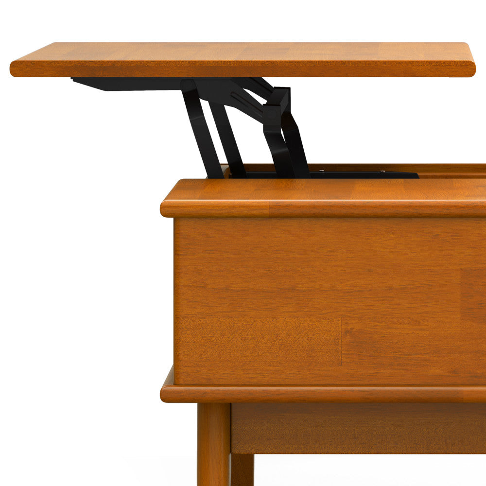 Draper 48 Inch Wide Solid Wood Lift Top Coffee Table in Teak