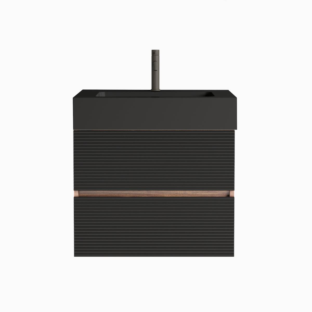 Grace 24-Inch Wall-Mounted Bathroom Vanity with Soft-Close Drawers, Black and Walnut
