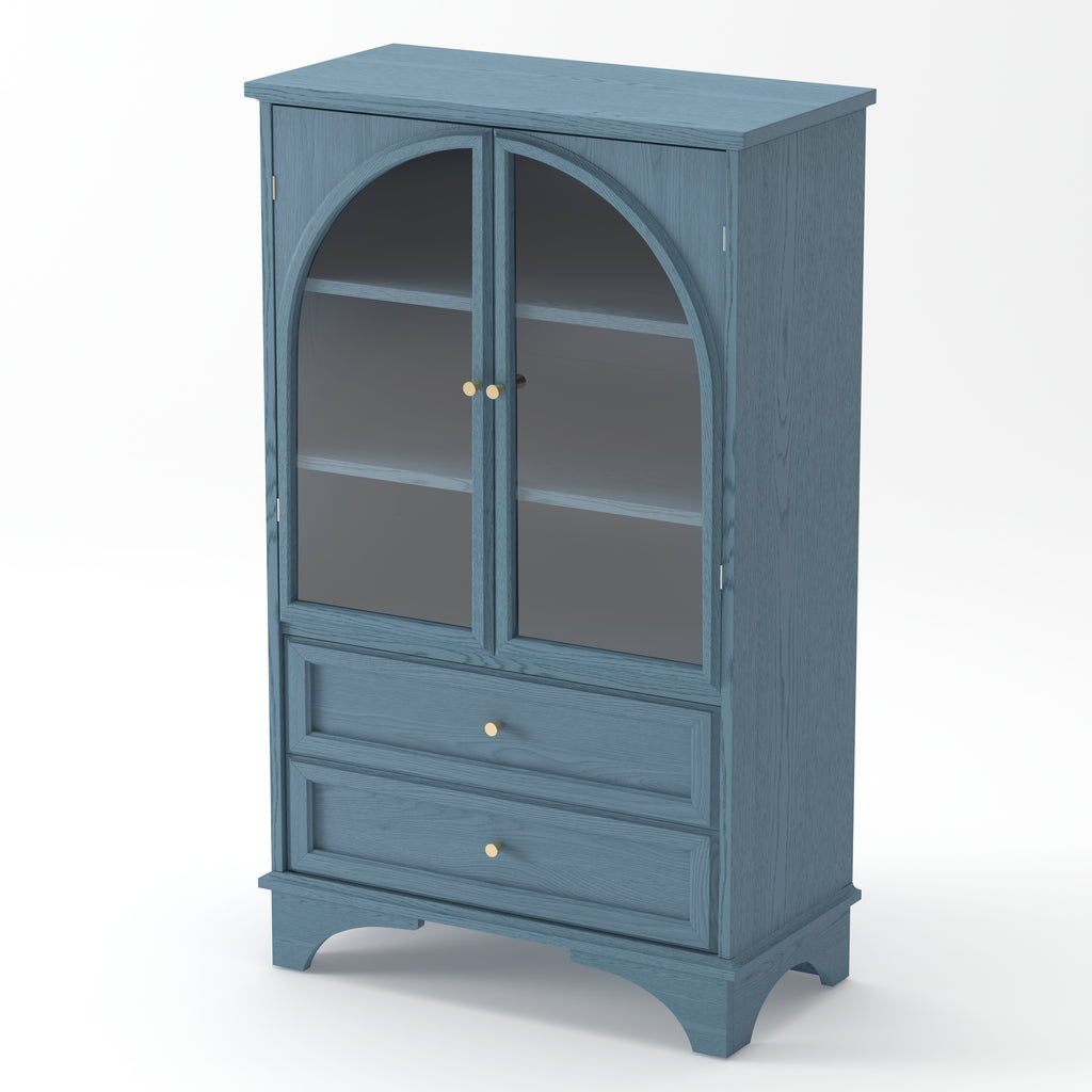 52.17"H Glass Door Display Case Storage Cabinet