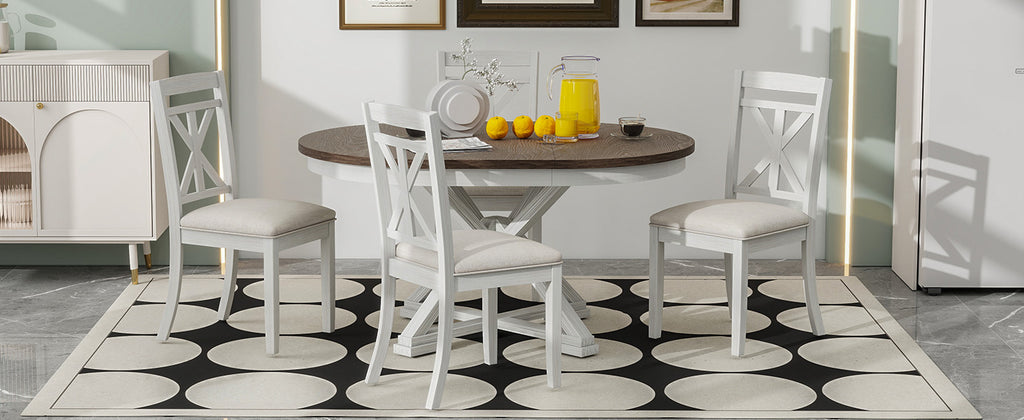 TREXM 5-Piece Retro Functional Dining Table Set