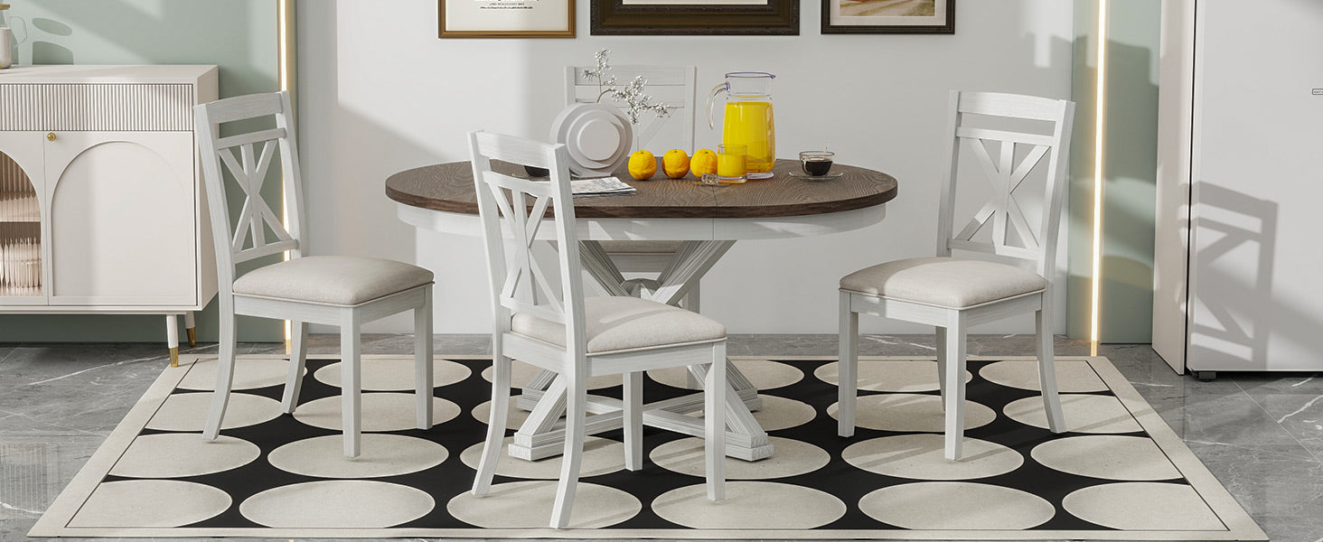 TREXM 5-Piece Retro Functional Dining Table Set