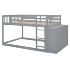 Full Over Full Bunk Bed with 4 Drawers and 3 Shelves - Gray