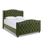 Marcella Upholstered Shelter Headboard Bed Set, Queen, Olive