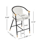 26" H Upholstered Counter Stool with Metal Frame (Set of 2) - Beige