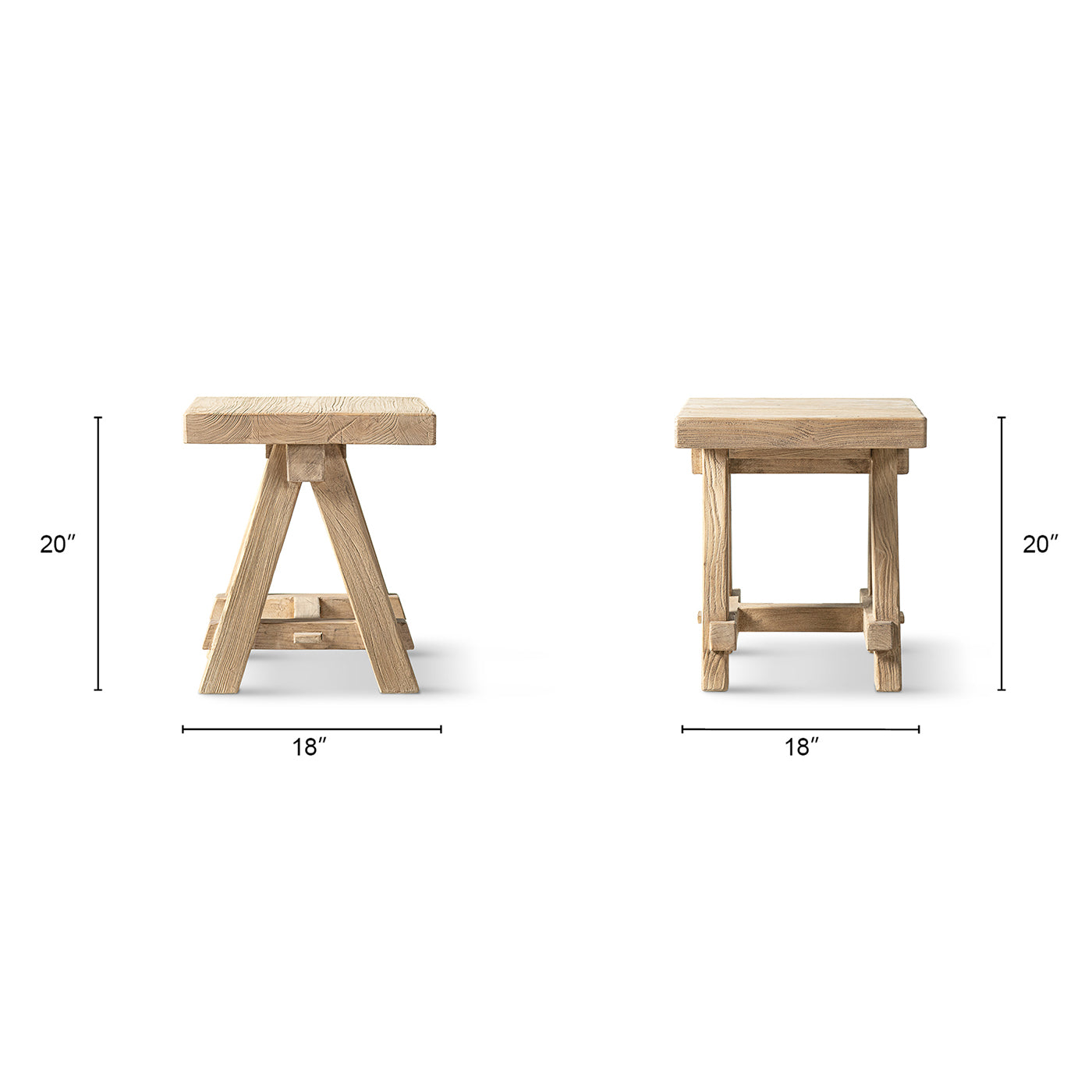 Hawthorne 18" Square Reclaimed Elm Trestle Side Table