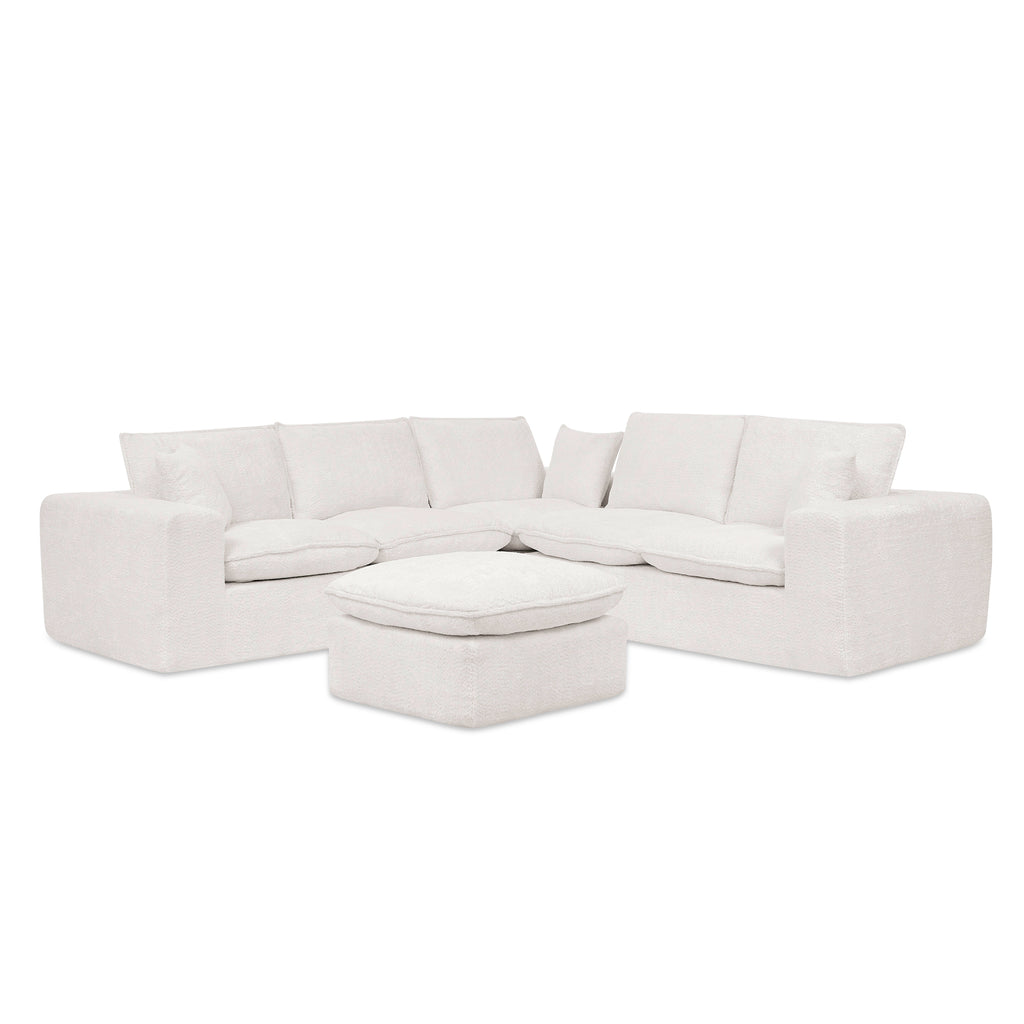 107'' Modern Boucle L-shaped Sectional Sofa with Moveable Ottoman