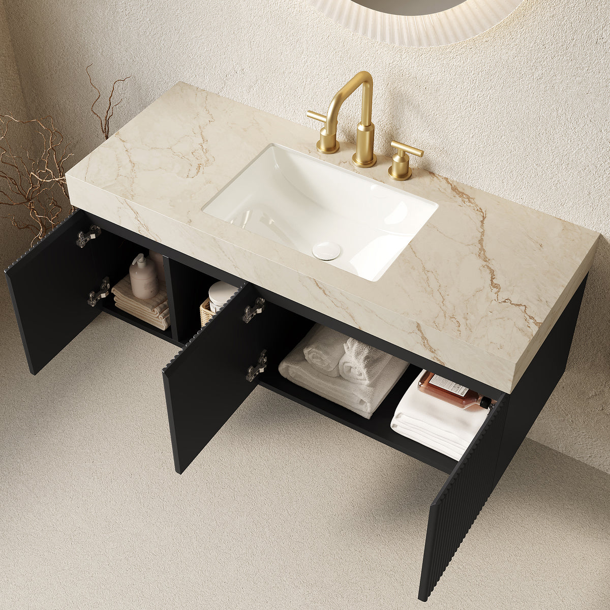 Eiden 48" Bathroom Vanity & Sink, Floating Storage Cabinet