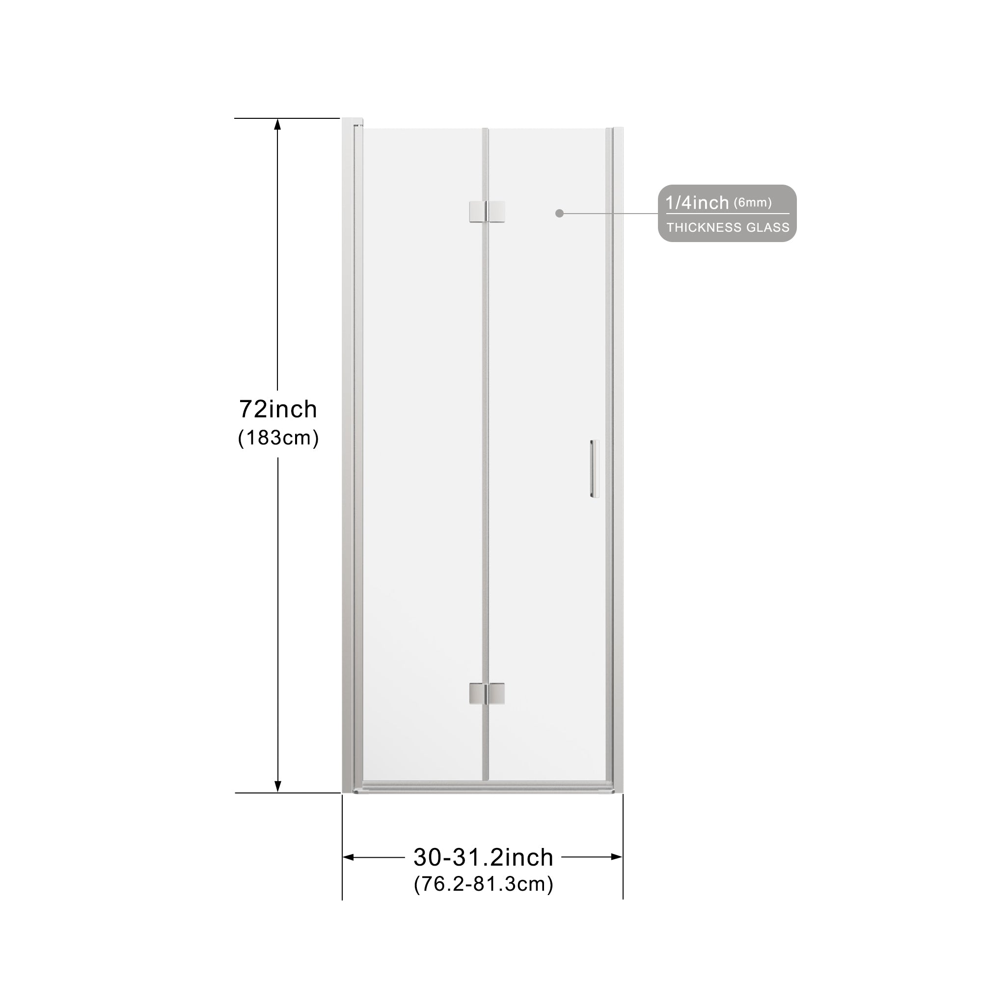 Goodyo Pivot Shower Doors - 30" W x 72" H