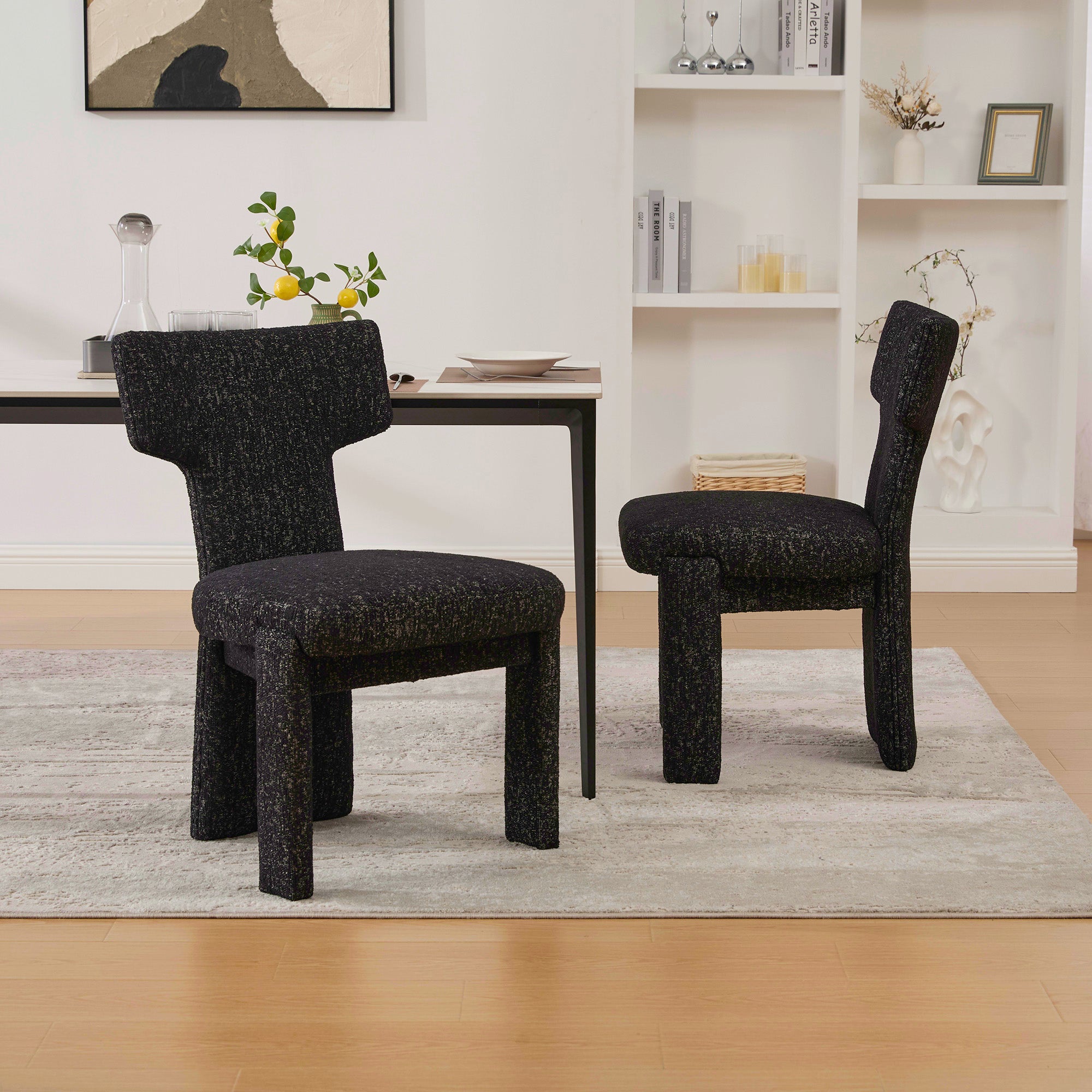 22.05" Wide Modern Upholstered Chenille Dining Chair Set of 2