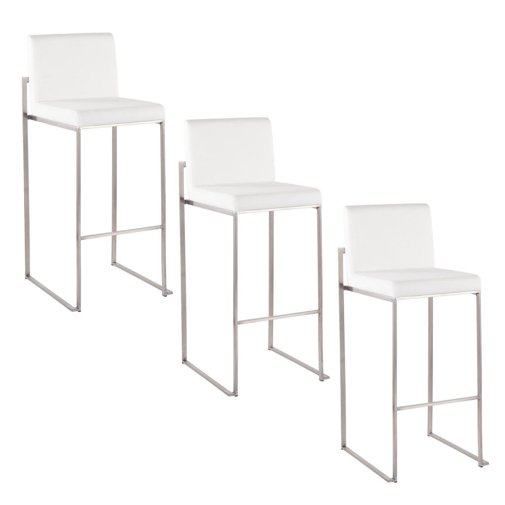 30" Contemporary High Back Barstool Set of Three