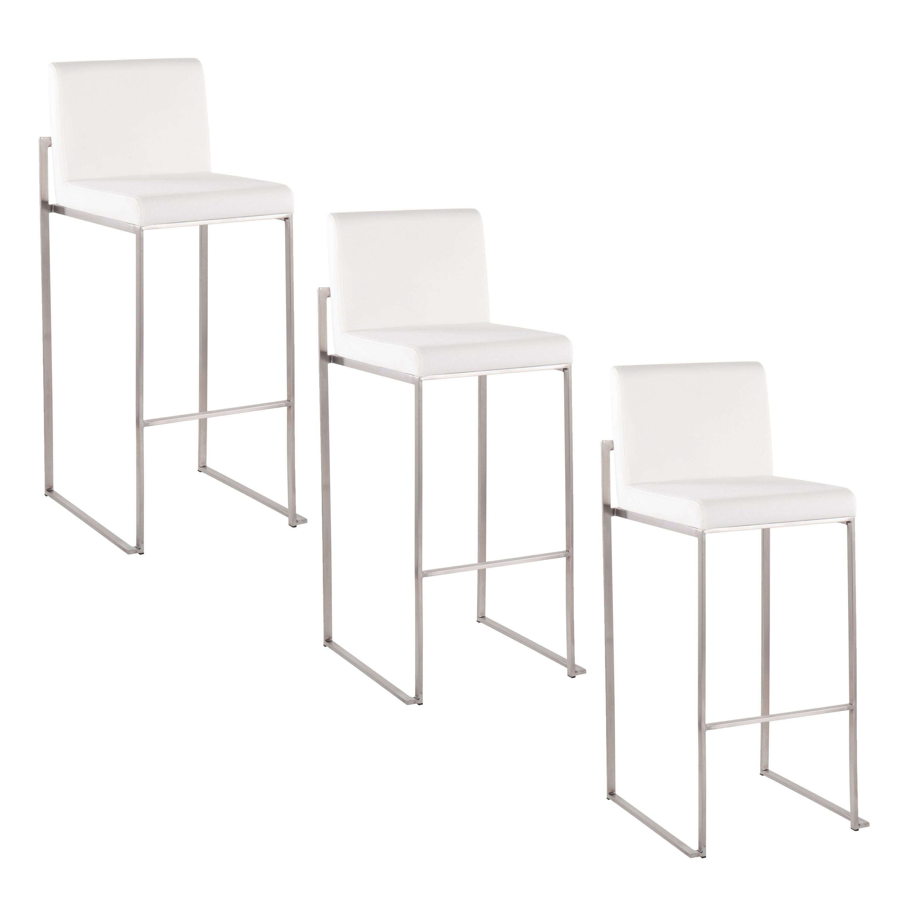 30" Contemporary High Back Barstool Set of Three