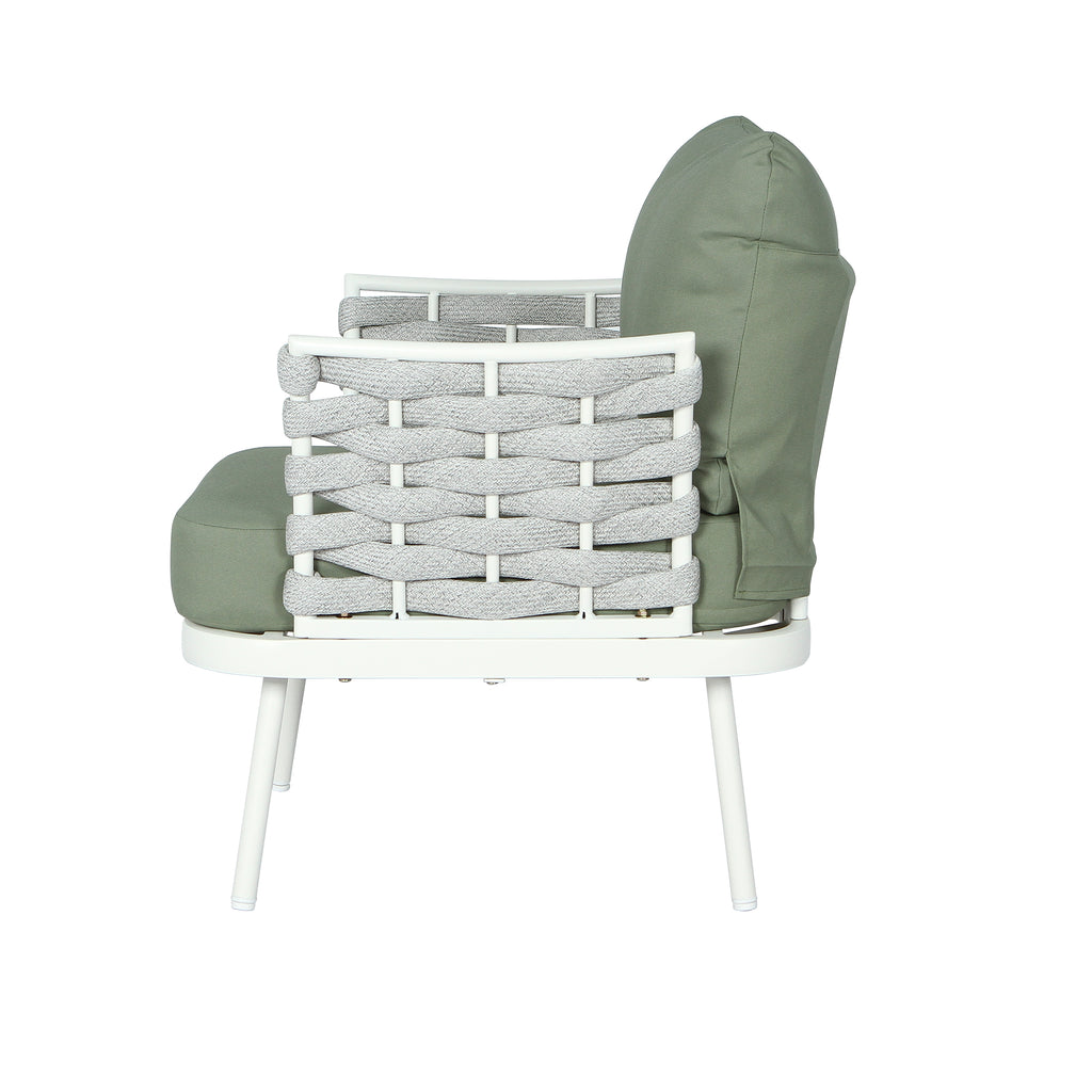 Mariano Steel 4-Pieces Conversation Set - Off White & Green