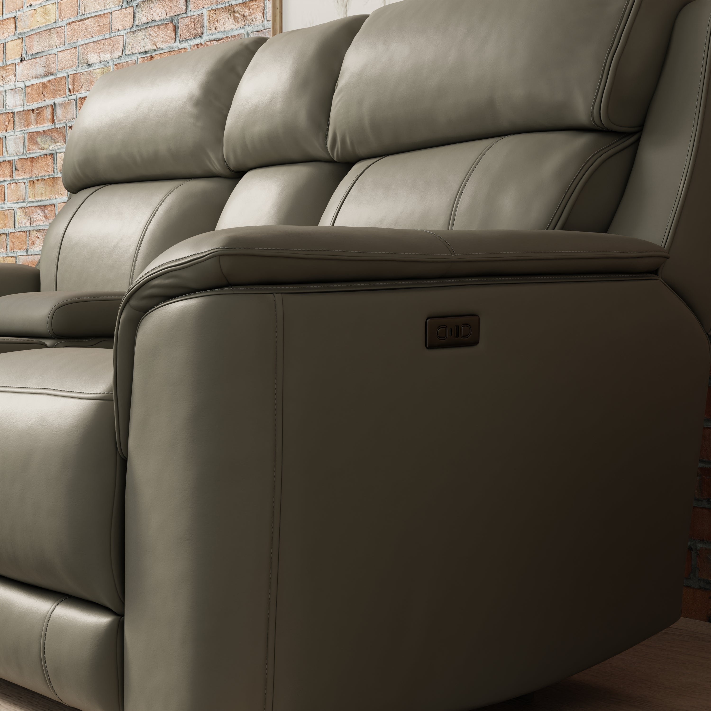 Oslo Dual Power Reclining Love Seat with Console in Mineral