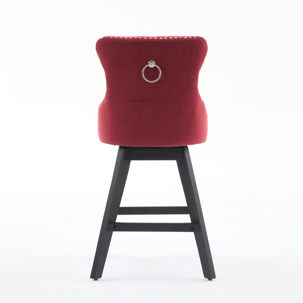 Swivel Velvet Barstools with Button Tufted Decoration