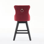 Swivel Velvet Barstools with Button Tufted Decoration