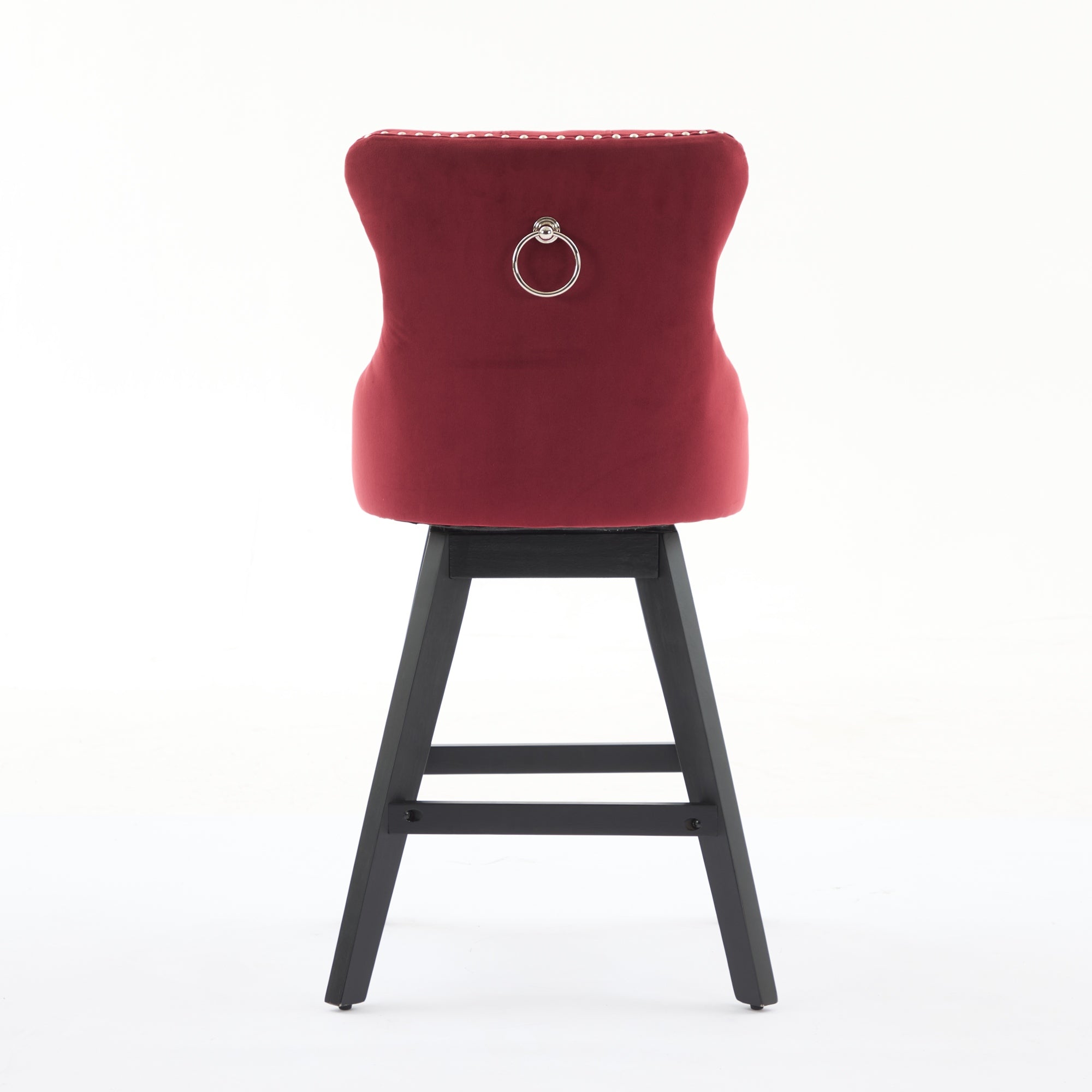 Swivel Velvet Barstools with Button Tufted Decoration