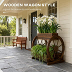 Outdoor Wooden Wagon Planter Box