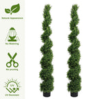 6FT Two-Tone Spiral-Shaped Potted Cedar Tree - 2pcs Set