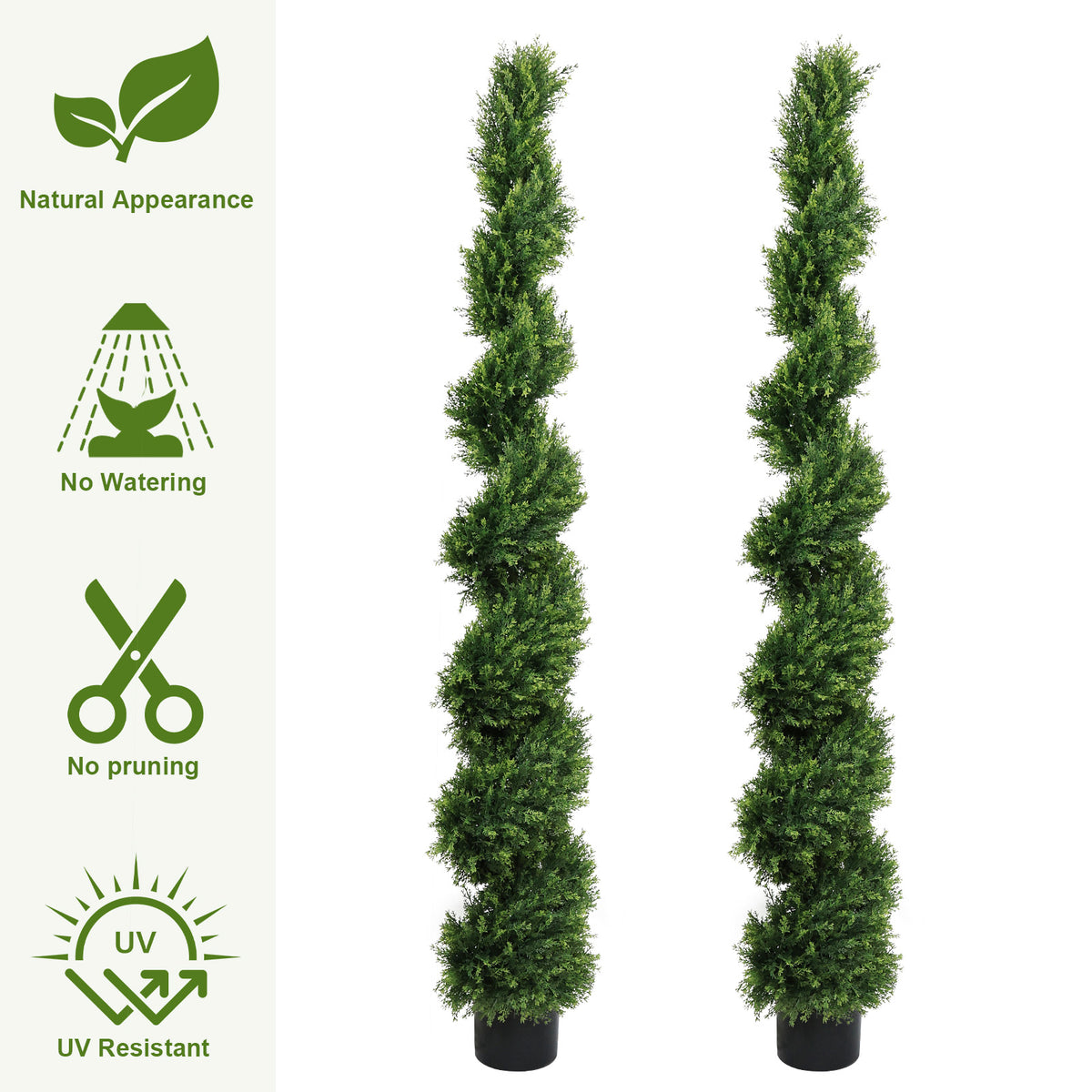 6FT Two-Tone Spiral-Shaped Potted Cedar Tree - 2pcs Set