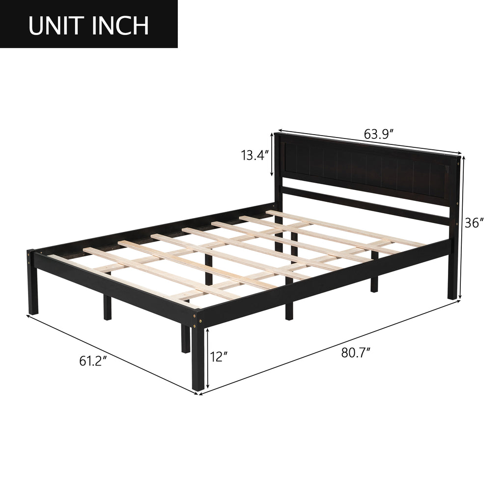 Platform Bed Frame with Headboard, Wood Slat Support, No Box Spring Needed