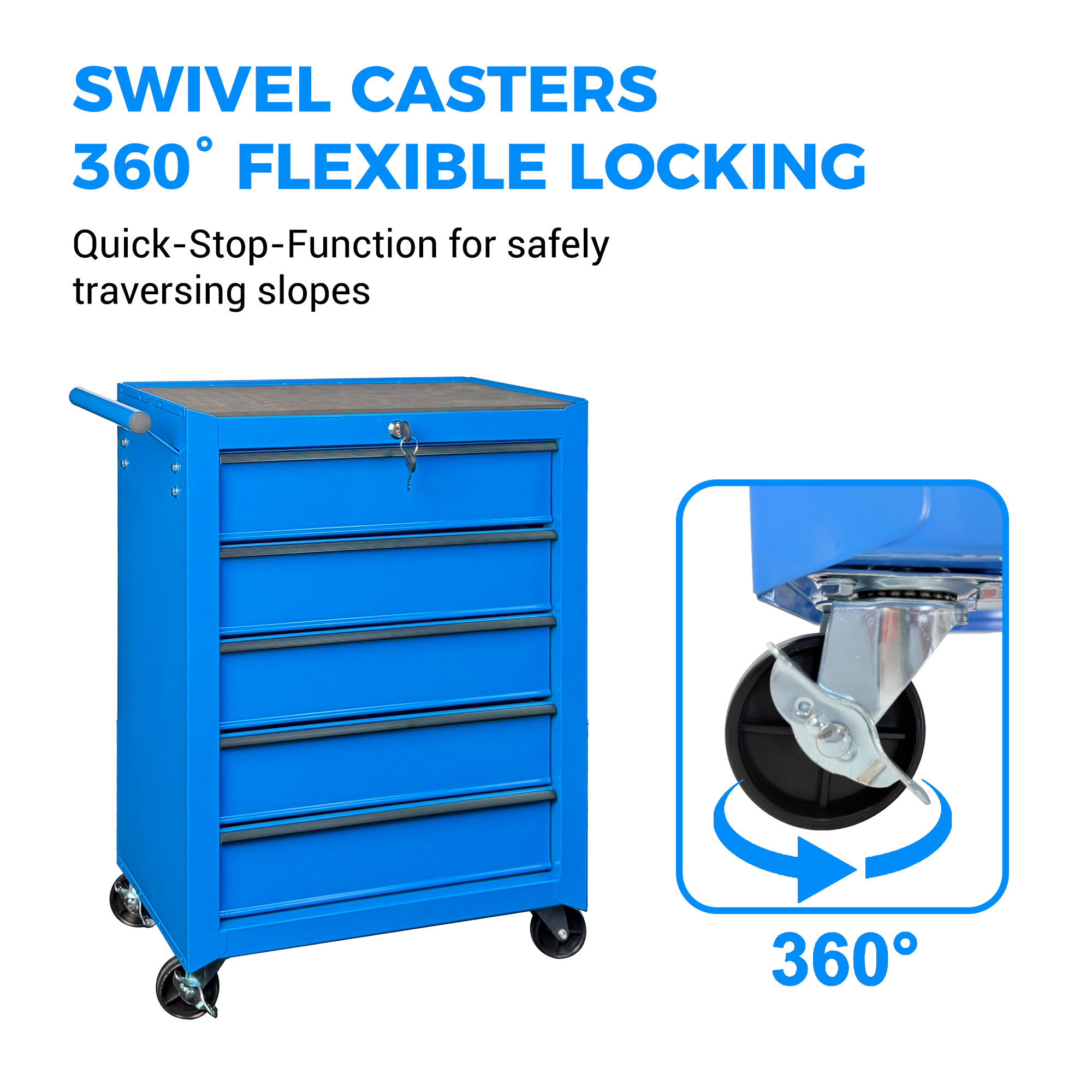 Rolling Metal Tool Chest with 5 Drawers