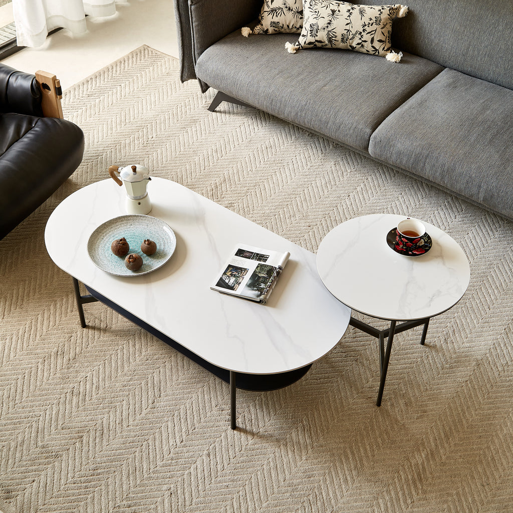Ceramic MDF Double Layer Coffee Table