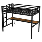 Metal Twin XL Loft Bed with Power Outlet and LED Light