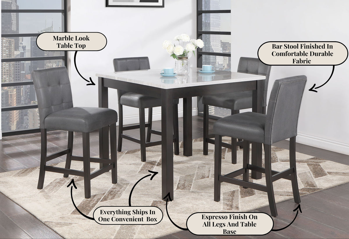 Leon Bar Table and 4 Bar Stools