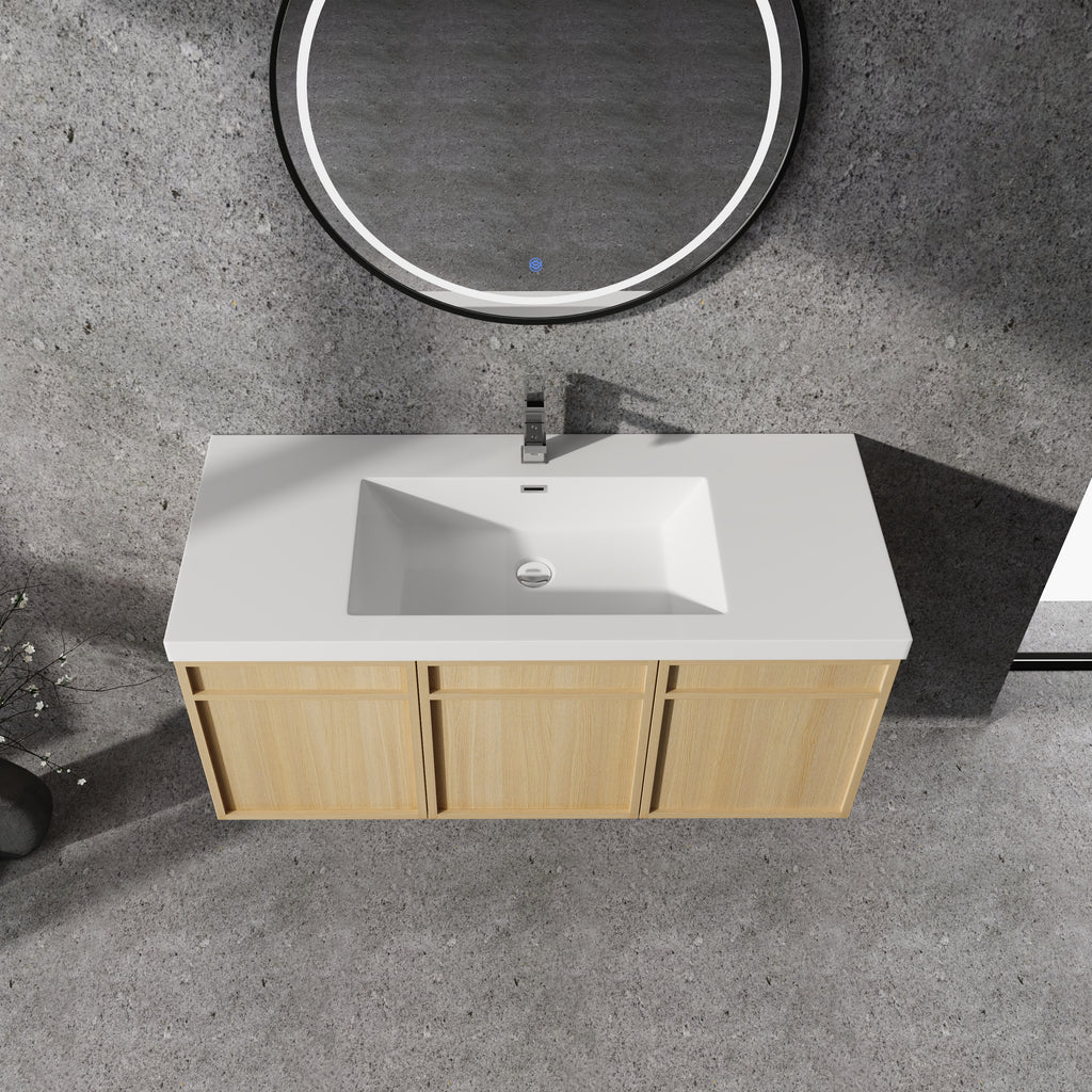 48" Wall-Mounted Bathroom Vanity with Resin Sink