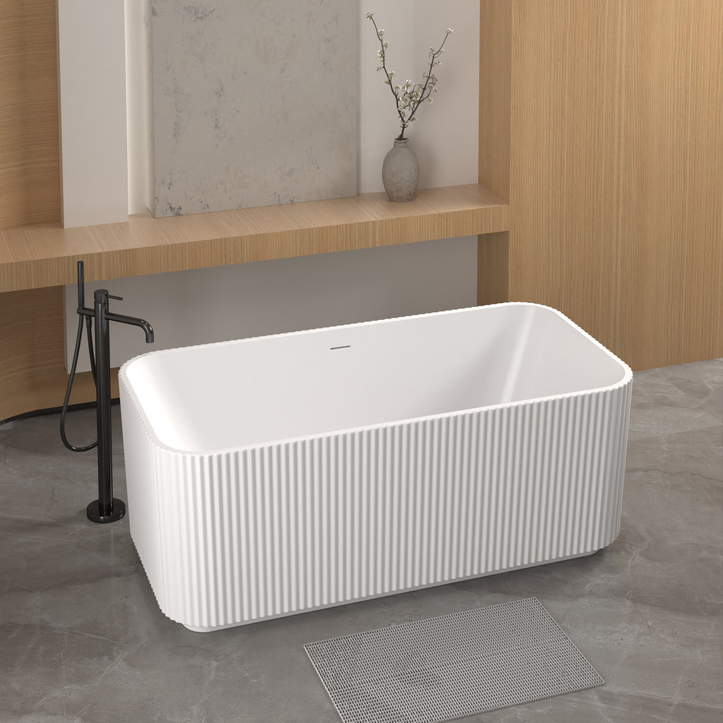 59" Rectangle Linear Acrylic Freestanding Bathtub