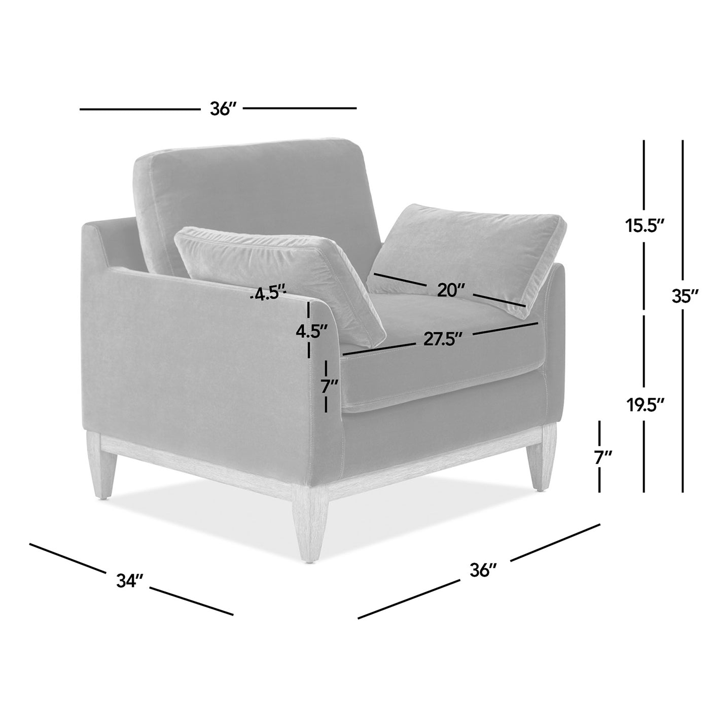 Pasadena 36" Wide Modern Farmhouse Accent Arm Chair