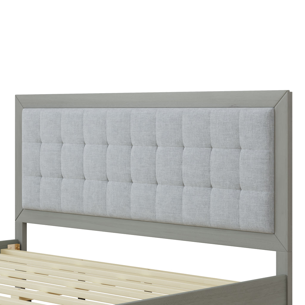 Solid Wood Platform Upholstered Headboard California King Bed