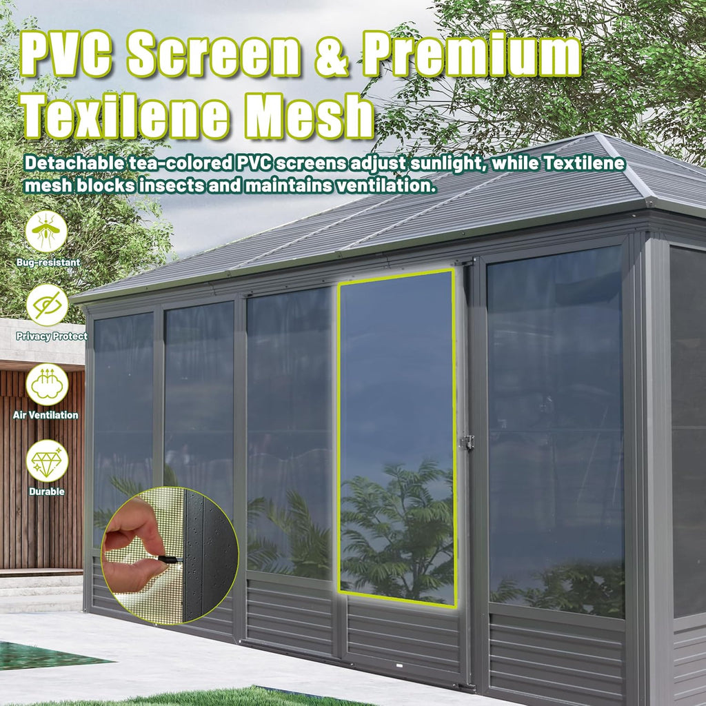 11.2x14.6FT Sunroom Aluminum Hardtop Gazebo