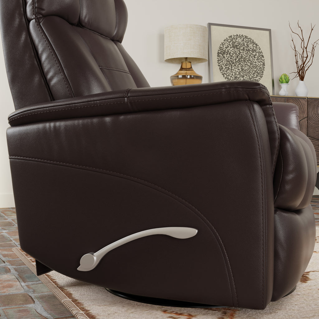 Global Home Swivel Glider Recliner with Adjustable Headrest & Footrest