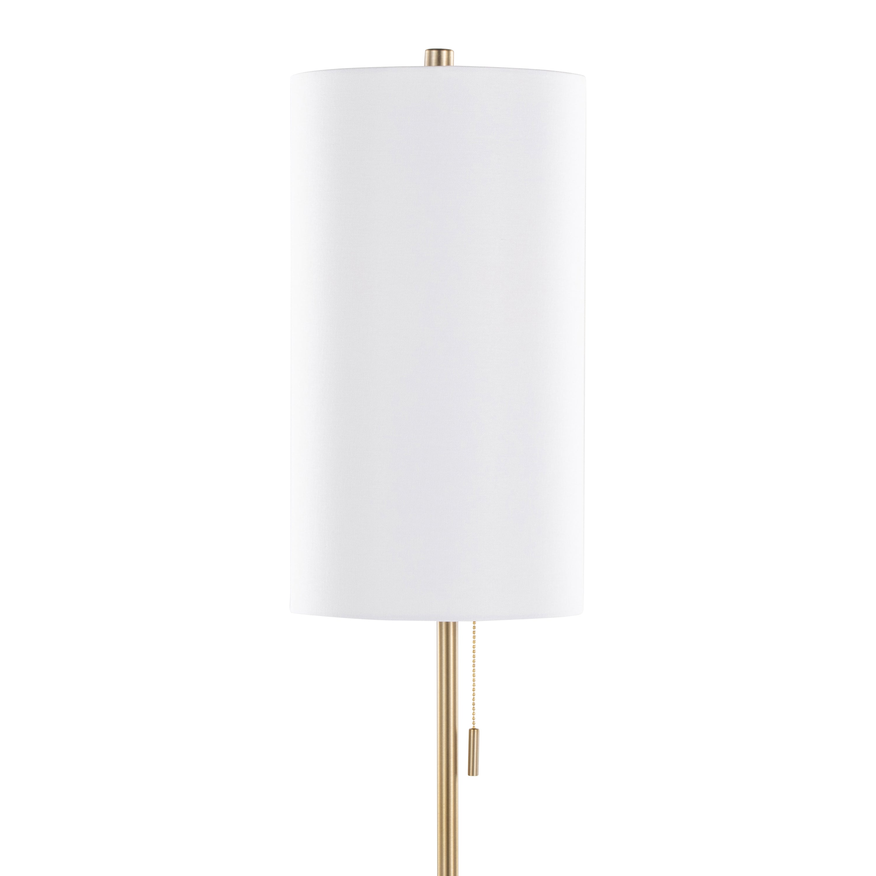 Bounty 62' Contemporary Metal Floor Lamp in Gold with White Linen Shade