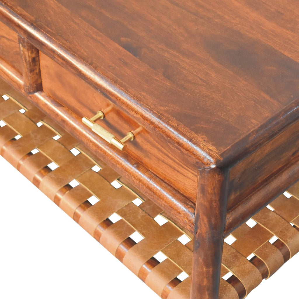 Regency Woven Console Table with 4 Drawers
