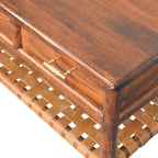 Regency Woven Console Table with 4 Drawers