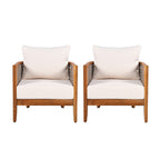 2 Pieces Outdoor Unique Tub Design Armchair with Woven Rope