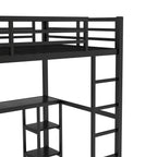 Full Size Loft Bed Frame with Built-in Wardrobe