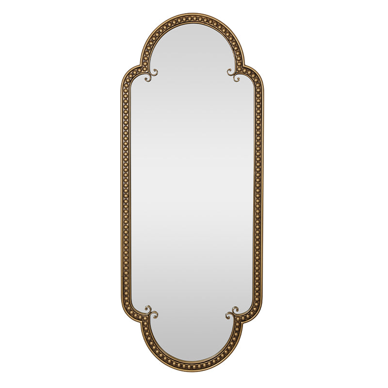 Scalloped Oval Wall Mirror, Vintage, Antique Gold, 19.68 x 53.14 Inches