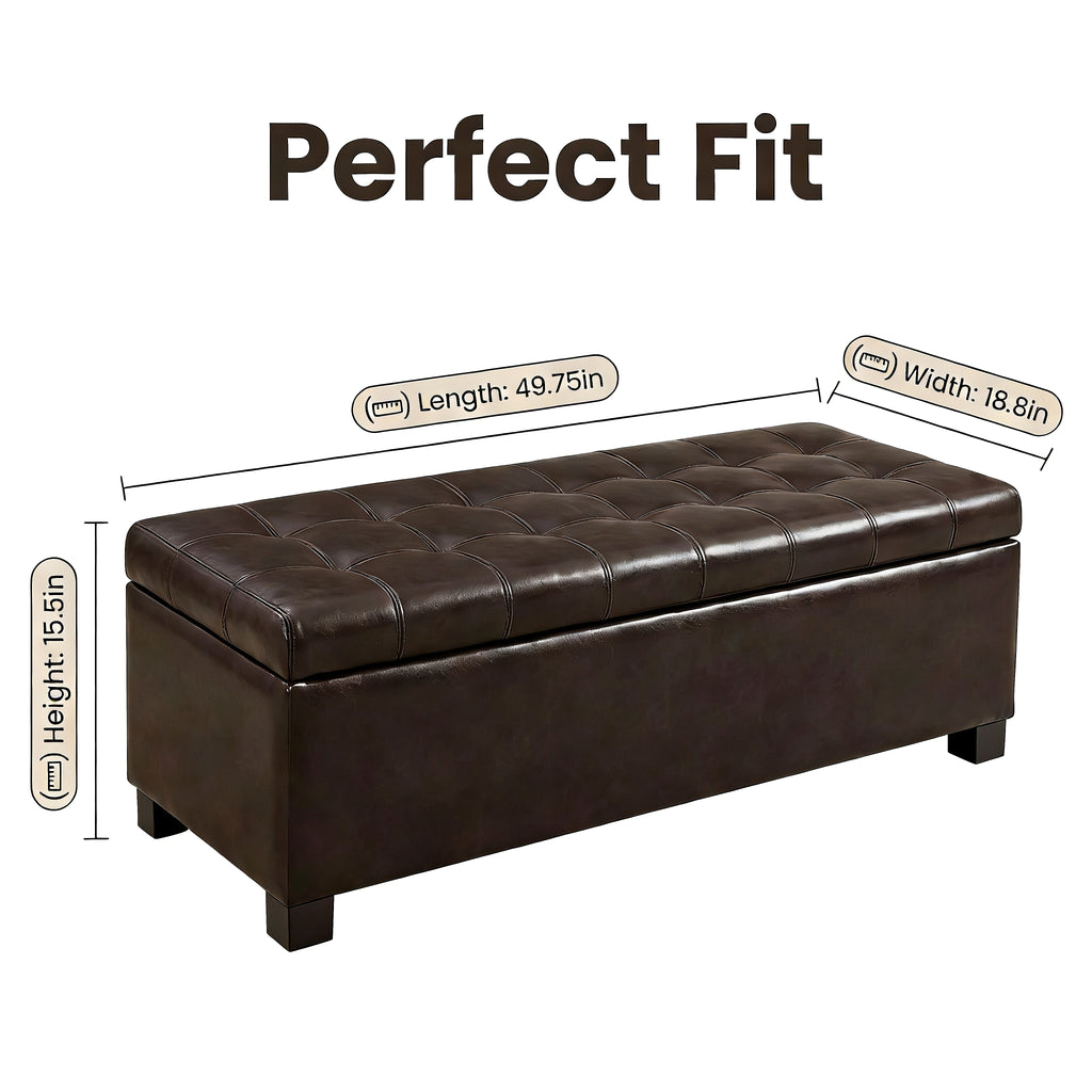 Tufted Storage Ottoman with Wooden Legs
